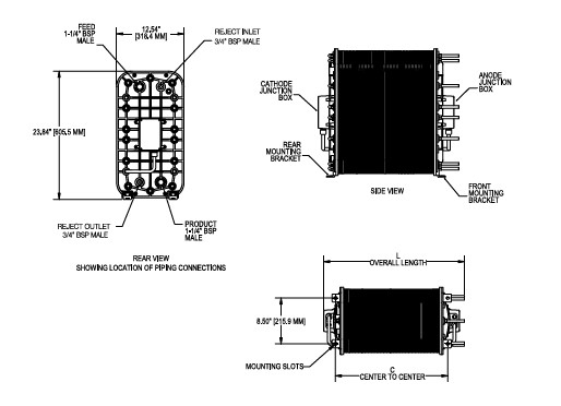 IonPure W3T17312 IP-LXM30Z-4 MK2/MK3 ইন্ডাস্ট্রিয়াল ইলেক্ট্রোডায়োনাইজেশন মডিউল প্রবাহ 3.4m3/H ((15.0gpm/Ft2) 4-11pH পরিসীমা