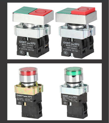 চিন্ট পুশ বাটন এনপি 2 শিল্প বৈদ্যুতিক নিয়ন্ত্রণগুলি আলোকিত ফ্লাশ হেড 24v 230v 1NO1NC